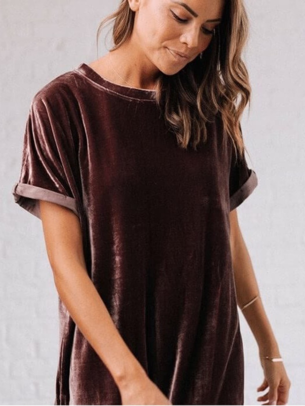 Vici Brown Velvet Pocketed Dress